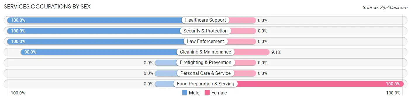 Services Occupations by Sex in Zip Code 47857