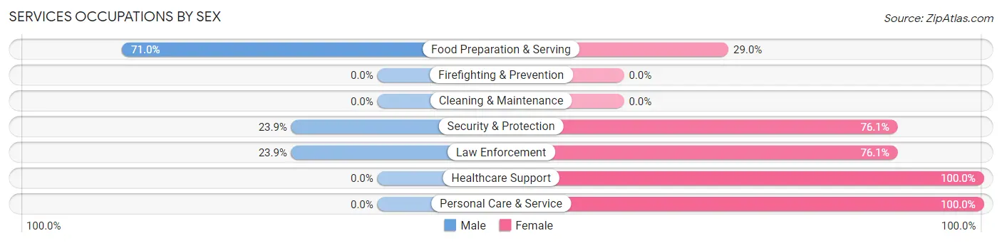 Services Occupations by Sex in Zip Code 47868