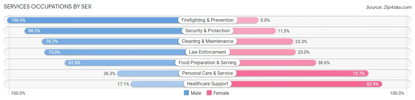 Services Occupations by Sex in Zip Code 47874