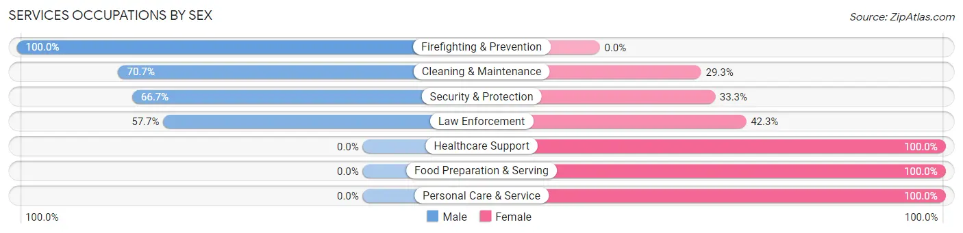 Services Occupations by Sex in Zip Code 47879