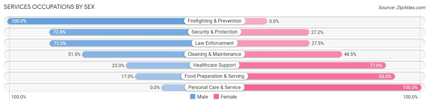 Services Occupations by Sex in Zip Code 47882