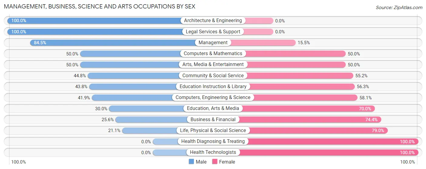 Management, Business, Science and Arts Occupations by Sex in Zip Code 47941
