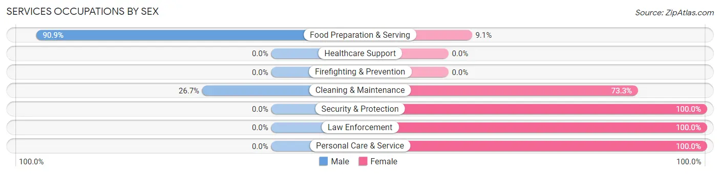Services Occupations by Sex in Zip Code 47946