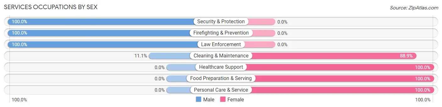 Services Occupations by Sex in Zip Code 47948