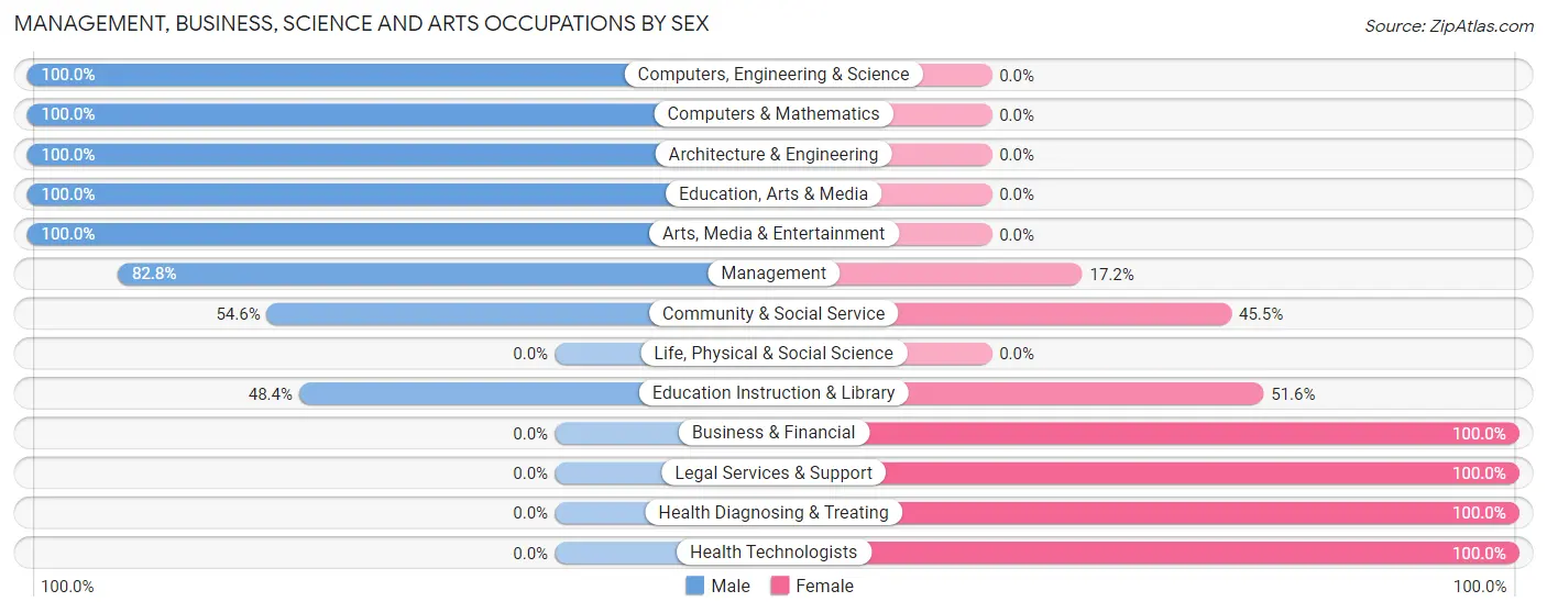 Management, Business, Science and Arts Occupations by Sex in Zip Code 47971