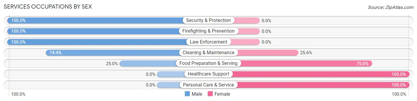 Services Occupations by Sex in Zip Code 47971