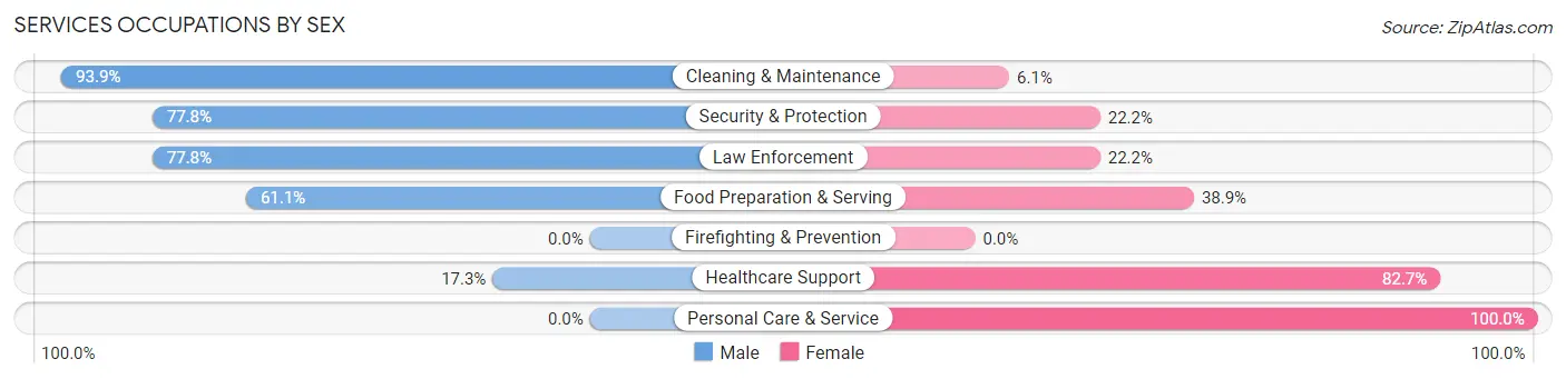 Services Occupations by Sex in Zip Code 47995
