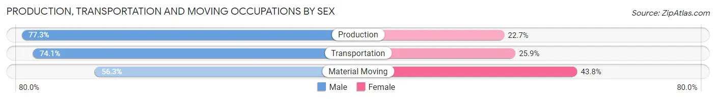 Production, Transportation and Moving Occupations by Sex in Zip Code 48006