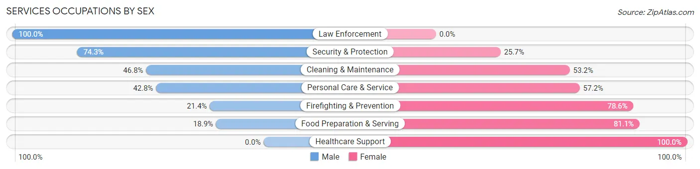 Services Occupations by Sex in Zip Code 48009