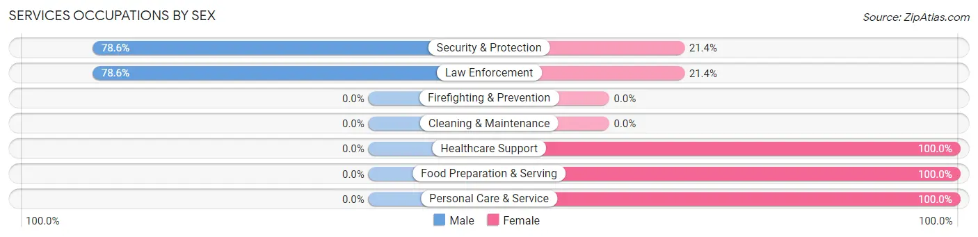 Services Occupations by Sex in Zip Code 48032
