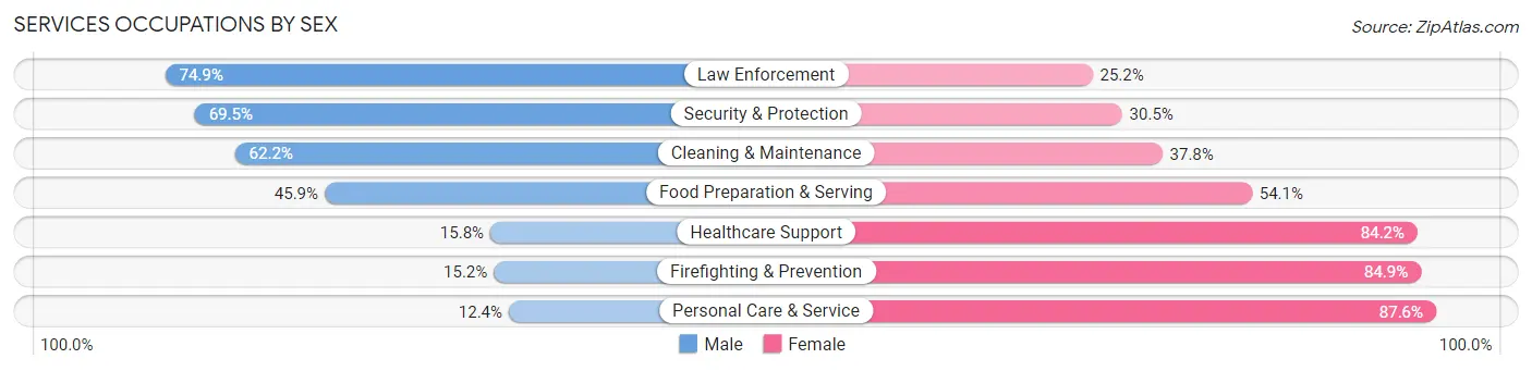 Services Occupations by Sex in Zip Code 48035