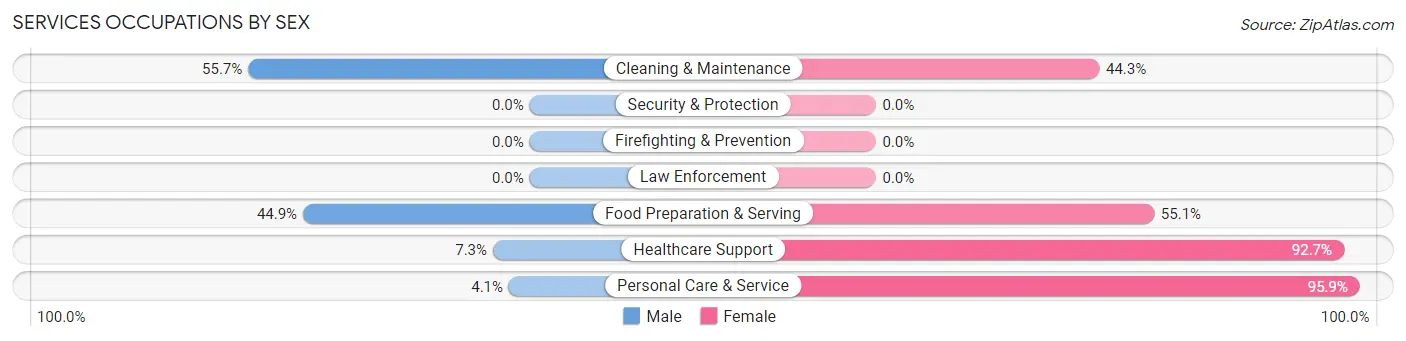 Services Occupations by Sex in Zip Code 48048