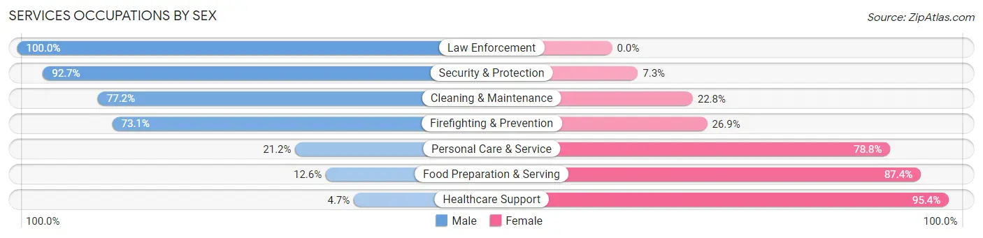 Services Occupations by Sex in Zip Code 48062