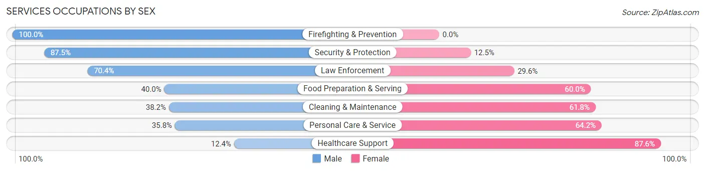 Services Occupations by Sex in Zip Code 48065