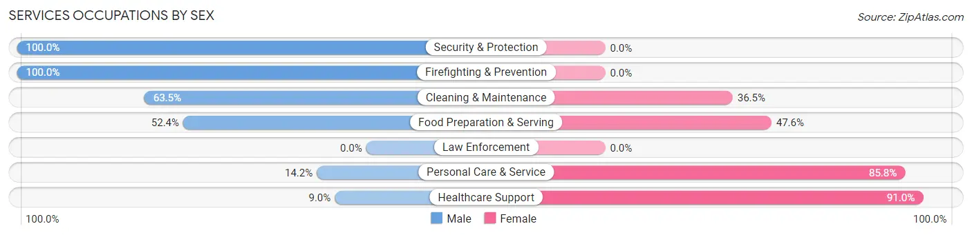 Services Occupations by Sex in Zip Code 48074