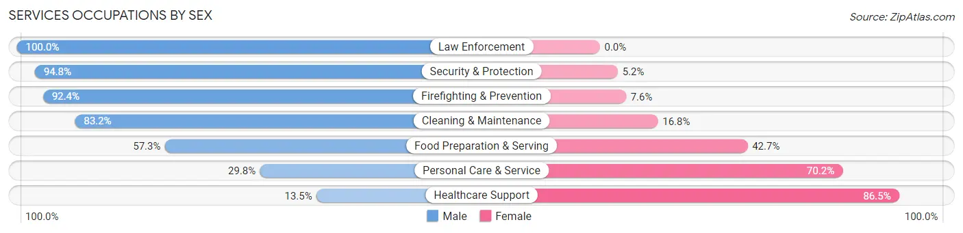 Services Occupations by Sex in Zip Code 48081