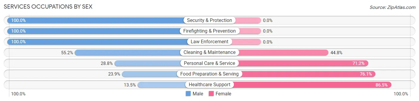 Services Occupations by Sex in Zip Code 48098