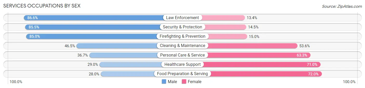 Services Occupations by Sex in Zip Code 48124