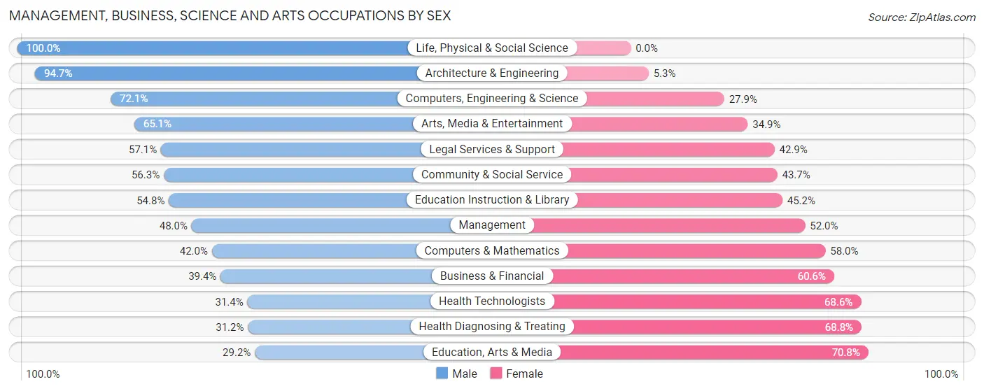 Management, Business, Science and Arts Occupations by Sex in Zip Code 48128