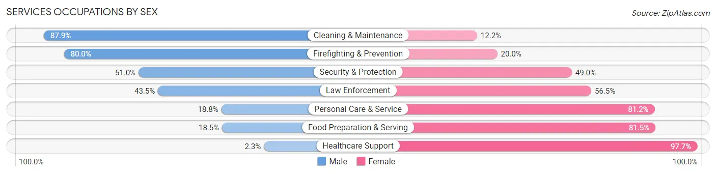 Services Occupations by Sex in Zip Code 48131