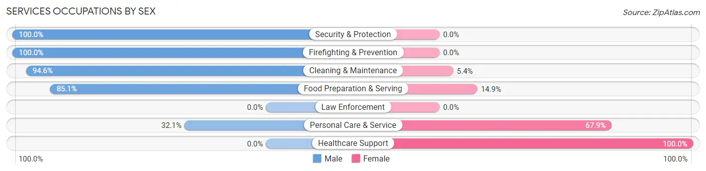 Services Occupations by Sex in Zip Code 48137