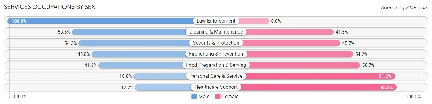 Services Occupations by Sex in Zip Code 48141