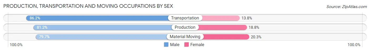 Production, Transportation and Moving Occupations by Sex in Zip Code 48150