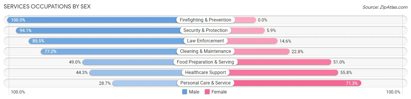 Services Occupations by Sex in Zip Code 48152