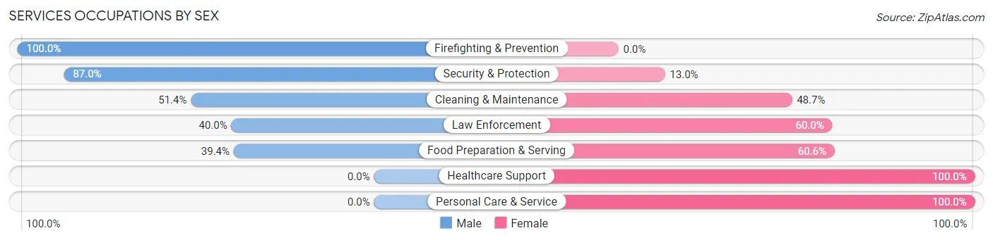 Services Occupations by Sex in Zip Code 48159
