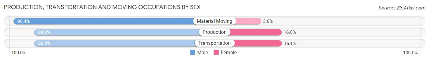 Production, Transportation and Moving Occupations by Sex in Zip Code 48167