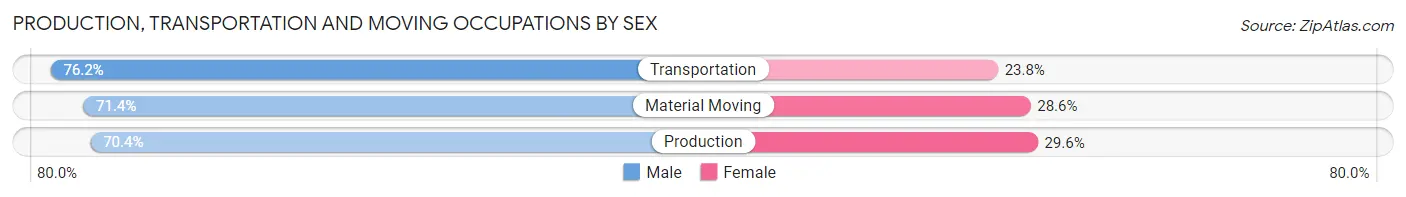 Production, Transportation and Moving Occupations by Sex in Zip Code 48183