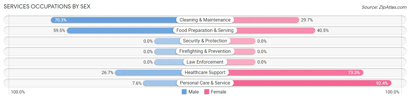 Services Occupations by Sex in Zip Code 48191