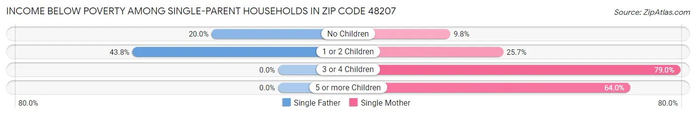 Income Below Poverty Among Single-Parent Households in Zip Code 48207