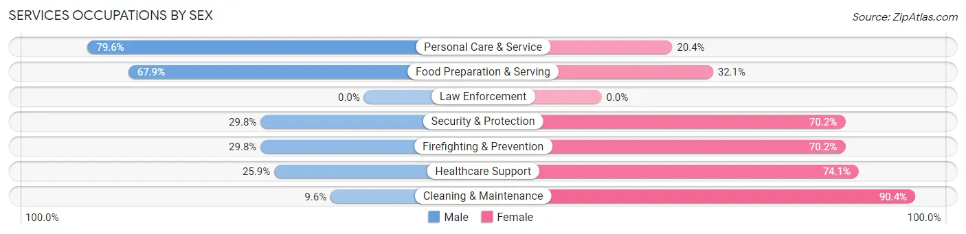Services Occupations by Sex in Zip Code 48208