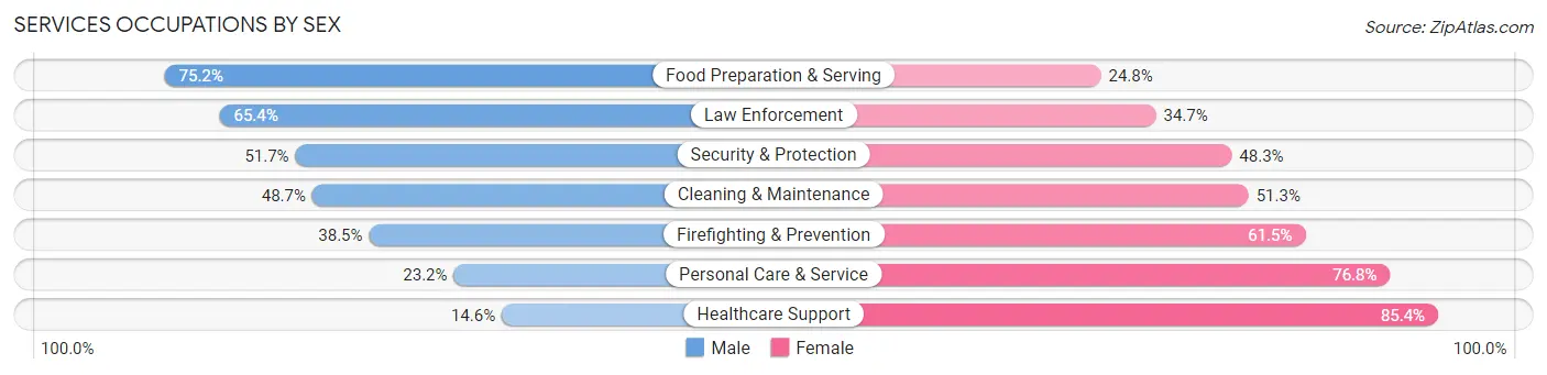 Services Occupations by Sex in Zip Code 48212