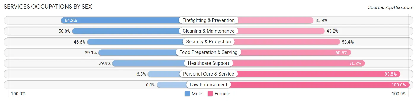 Services Occupations by Sex in Zip Code 48216