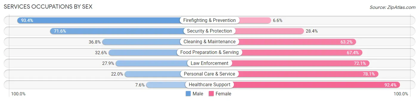 Services Occupations by Sex in Zip Code 48225