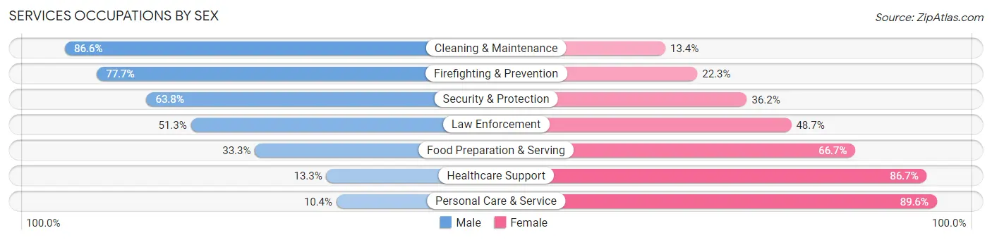 Services Occupations by Sex in Zip Code 48315