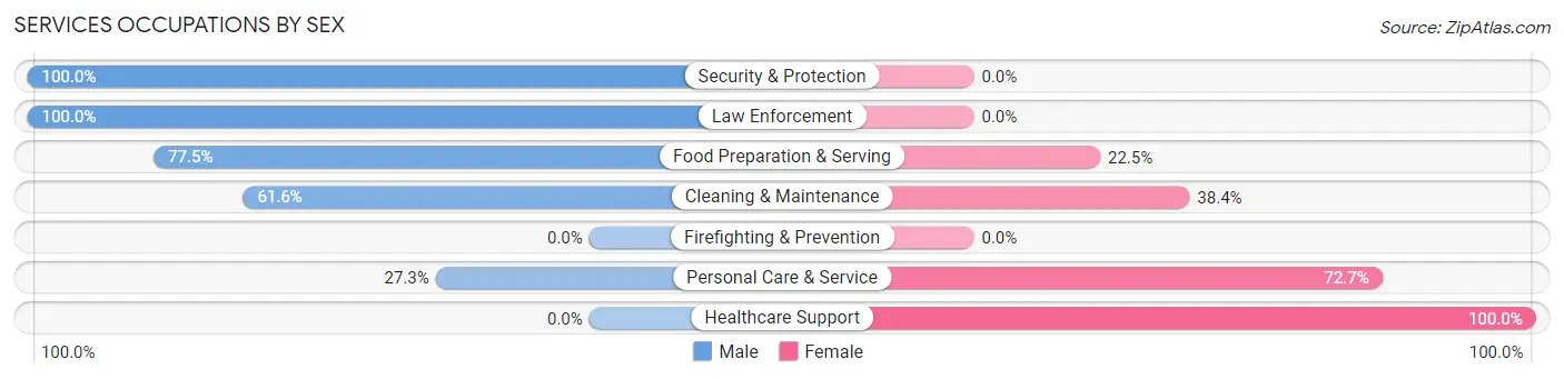Services Occupations by Sex in Zip Code 48320