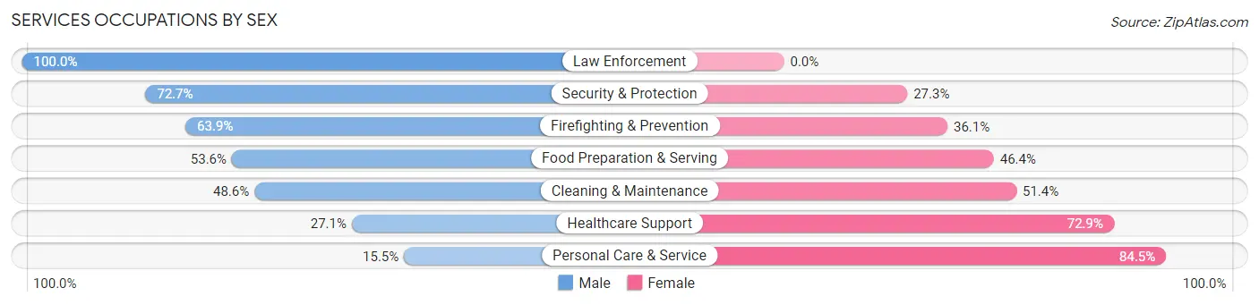 Services Occupations by Sex in Zip Code 48322