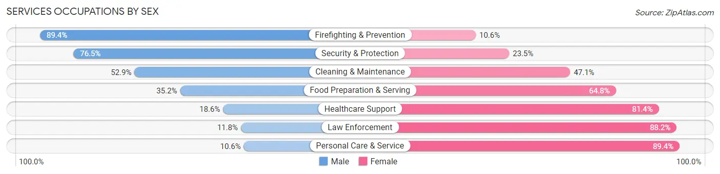 Services Occupations by Sex in Zip Code 48326