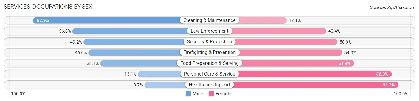 Services Occupations by Sex in Zip Code 48328