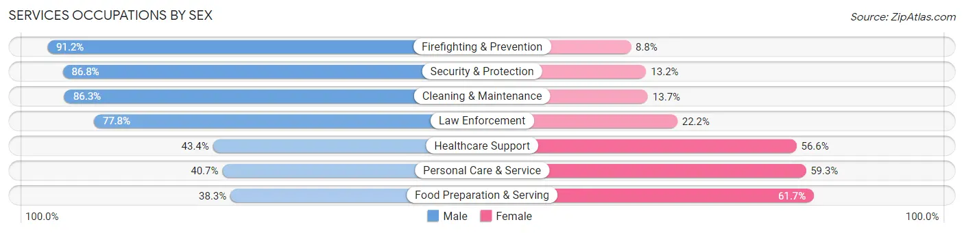 Services Occupations by Sex in Zip Code 48334