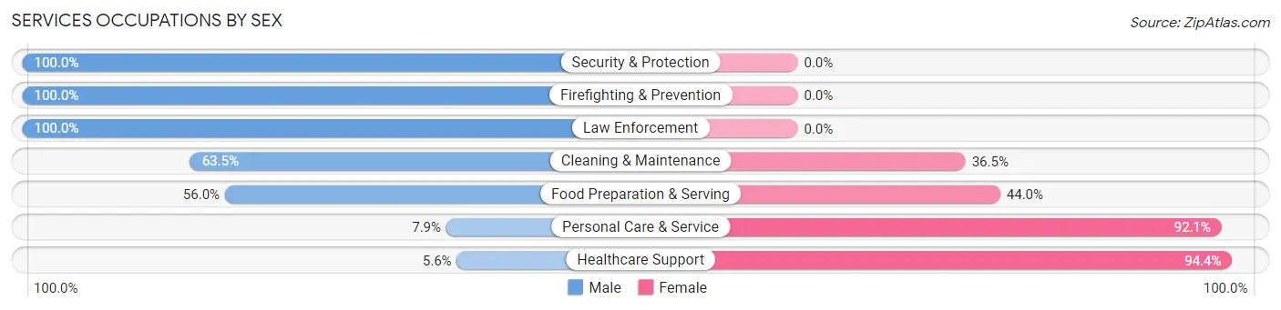 Services Occupations by Sex in Zip Code 48342