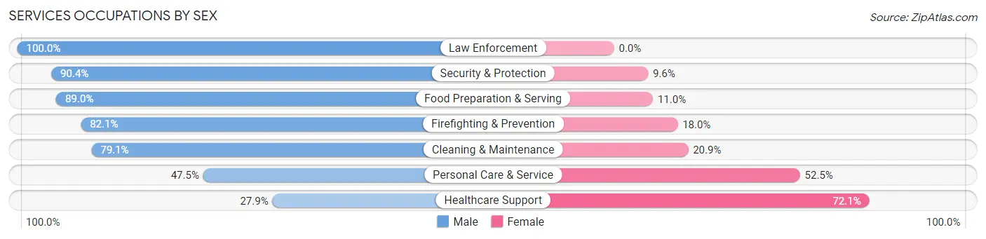 Services Occupations by Sex in Zip Code 48350