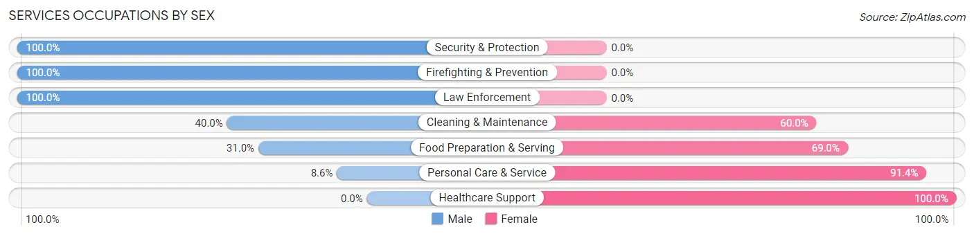Services Occupations by Sex in Zip Code 48357