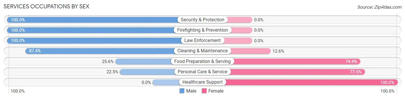 Services Occupations by Sex in Zip Code 48359