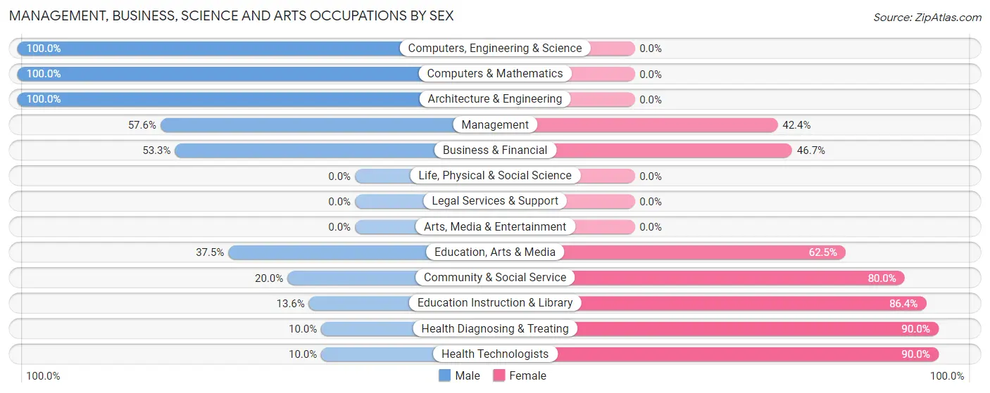 Management, Business, Science and Arts Occupations by Sex in Zip Code 48401