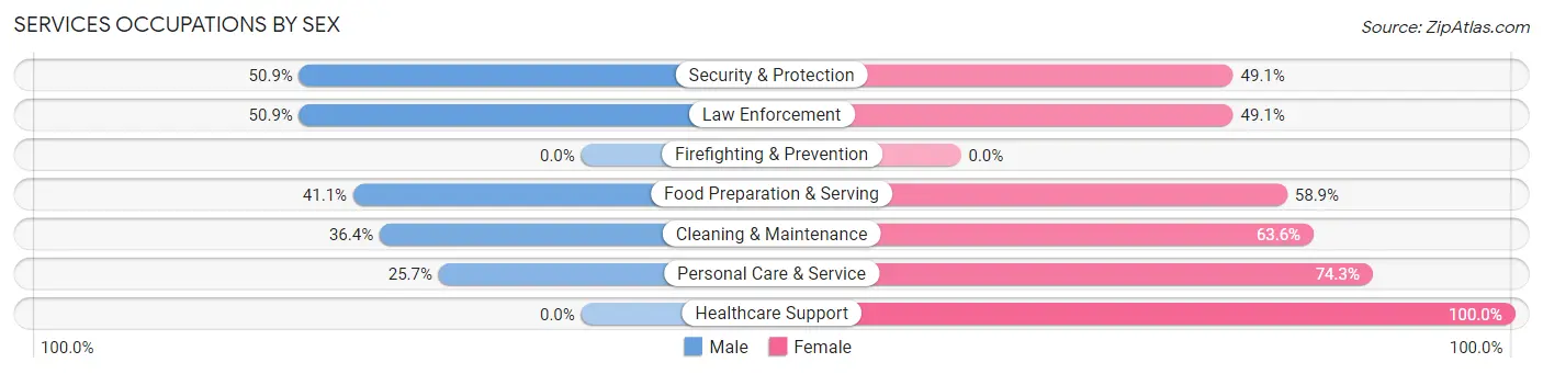 Services Occupations by Sex in Zip Code 48422