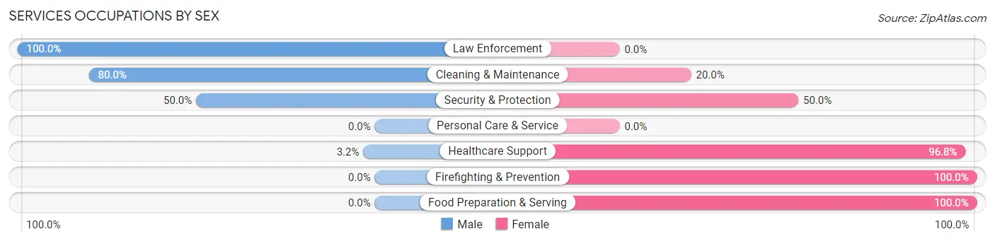 Services Occupations by Sex in Zip Code 48426